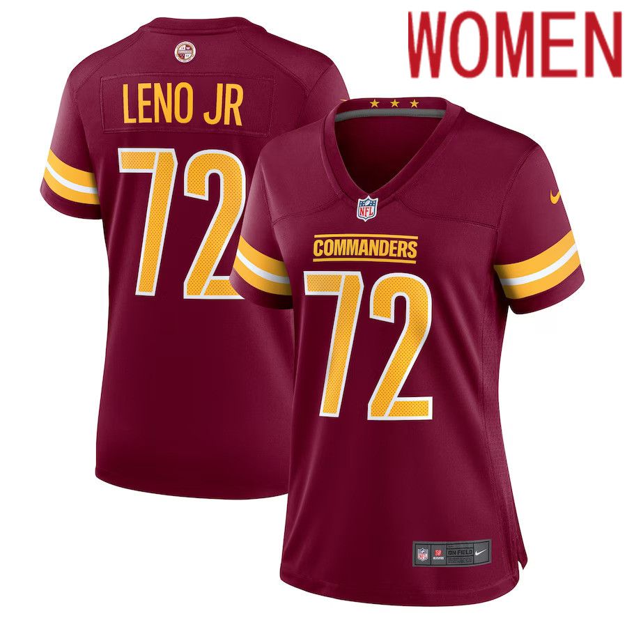 Women Washington Commanders #72 Charles Leno Jr. Nike Burgundy Home Game Player NFL Jersey